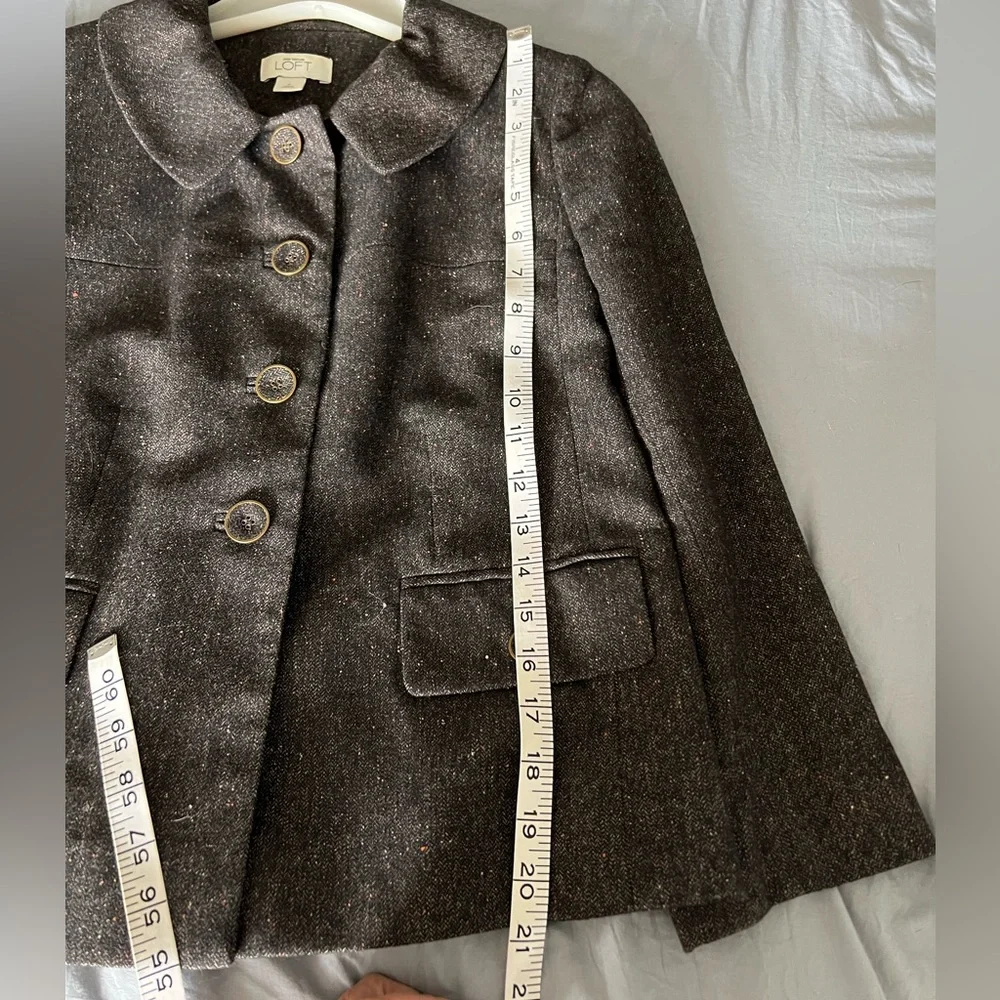 Ann Taylor LOFT Suit Women Dark Brown Tweed Wool Blazer and Pants Size 6 - Picture 15 of 16